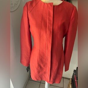 Banana Republic Red Orange long Sleeve Coat front Zipper Size M